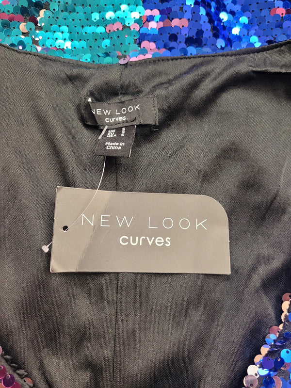 New Look Curves Sequin Short Dress Size Small Multicoloured BNWT