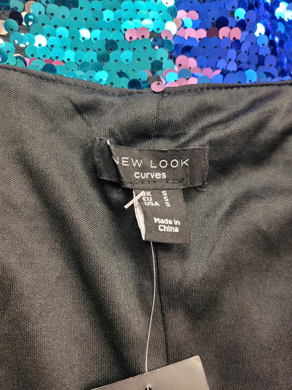 New Look Curves Sequin Short Dress Size Small Multicoloured BNWT