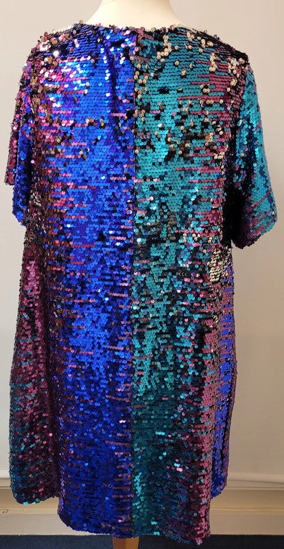 New Look Curves Sequin Short Dress Size Small Multicoloured BNWT