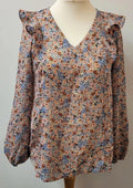 Papaya Floral Blouse UK8 Long Sleeves Pre-Owned