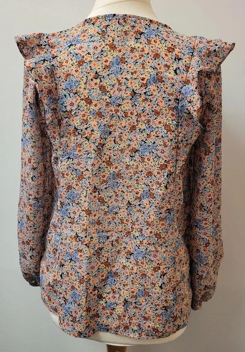 Papaya Floral Blouse UK8 Long Sleeves Pre-Owned