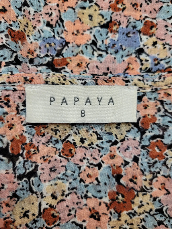 Papaya Floral Blouse UK8 Long Sleeves Pre-Owned