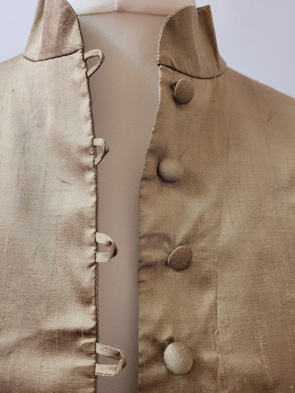 Japlene Ladies Gold Silk Nehru Collar Jacket UK14 Pre-Owned