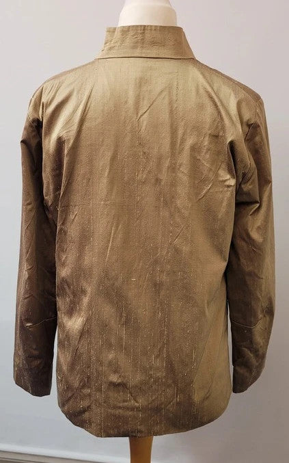 Japlene Ladies Gold Silk Nehru Collar Jacket UK14 Pre-Owned