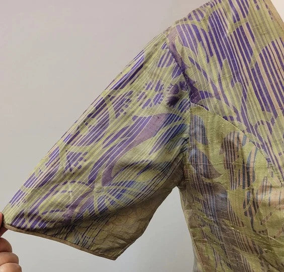 Handmade Mid Length Silk Short Sleeved Dress Size 12