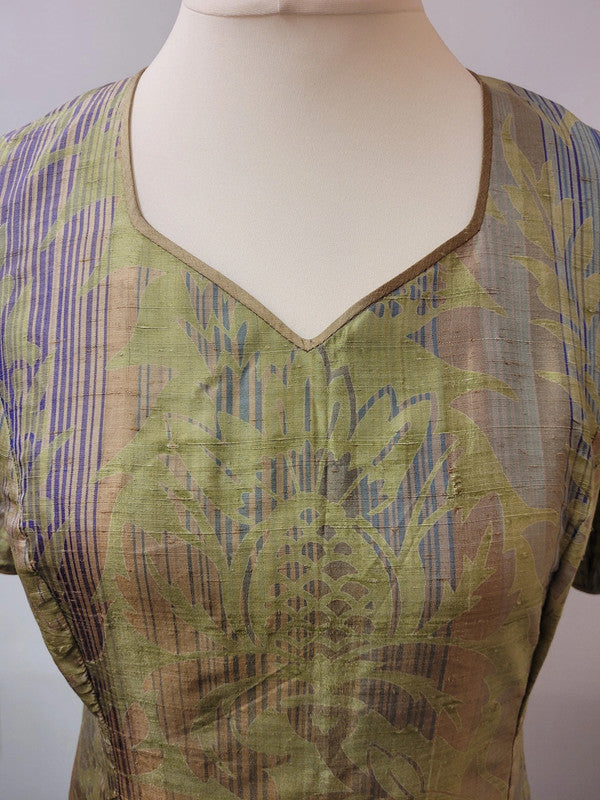 Handmade Mid Length Silk Short Sleeved Dress Size 12