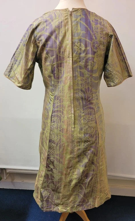 Handmade Mid Length Silk Short Sleeved Dress Size 12