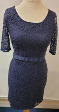Jaeger Navy Lace Dress UK8 3/4 Sleeves Pre-Owned