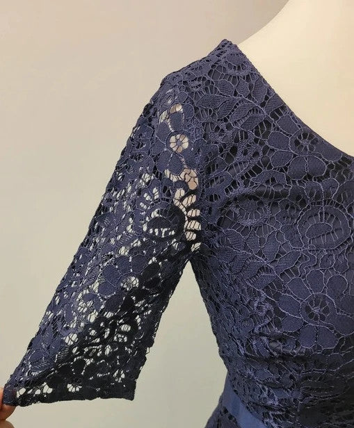 Jaeger Navy Lace Dress UK8 3/4 Sleeves Pre-Owned