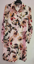 Zara Woman White &amp; Floral Dress Size Small Pre-Owned