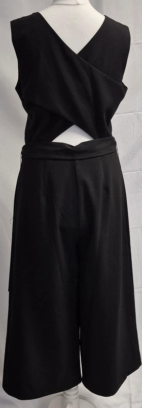 Izabel Black Cropped Jumpsuit UK 10 Pre-Owned