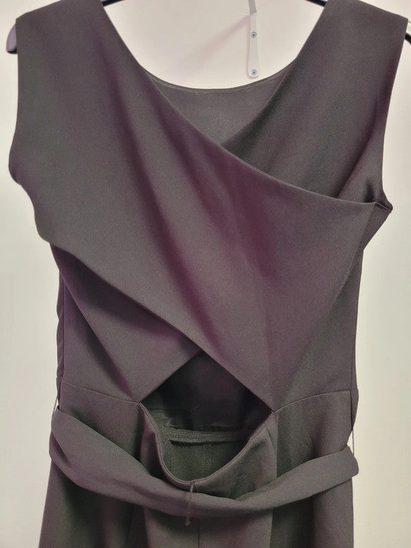 Izabel Black Cropped Jumpsuit UK 10 Pre-Owned