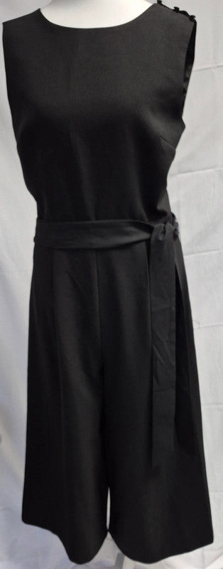 Izabel Black Cropped Jumpsuit UK 10 Pre-Owned