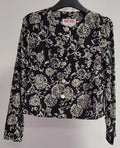 Maggy London Petites Size 4 Silk 2-Piece Suit Black/White Pre-Owned