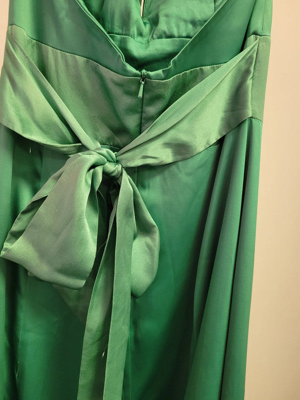 Spotlight by Warehouse Emerald Green Halter-neck Dress UK10 Pre-owned