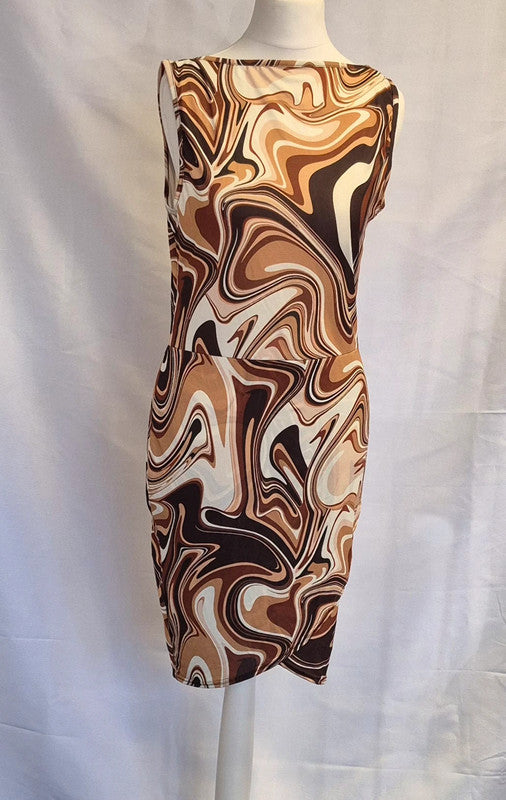 Boohoo Slinky Mini Dress Chocolate UK14 NWT