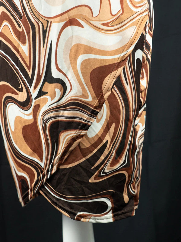 Boohoo Slinky Mini Dress Chocolate UK14 NWT