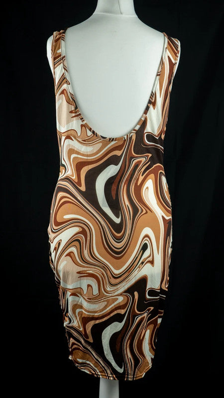 Boohoo Slinky Mini Dress Chocolate UK14 NWT