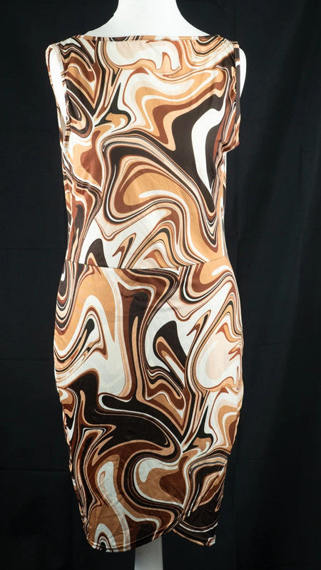 Boohoo Slinky Mini Dress Chocolate UK14 NWT