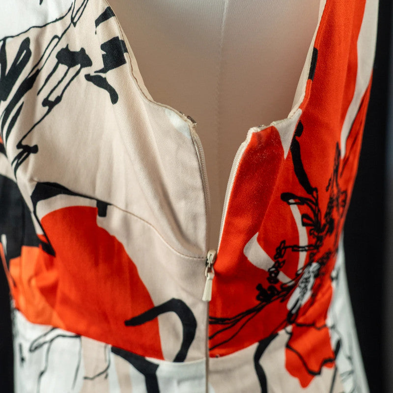 Coast Shift Dress White/Black/Red UK14 Pre-Owned