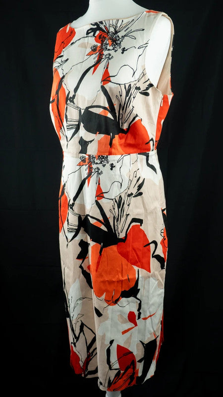 Coast Shift Dress White/Black/Red UK14 Pre-Owned
