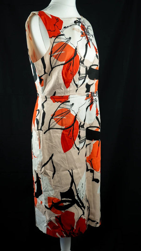 Coast Shift Dress White/Black/Red UK14 Pre-Owned