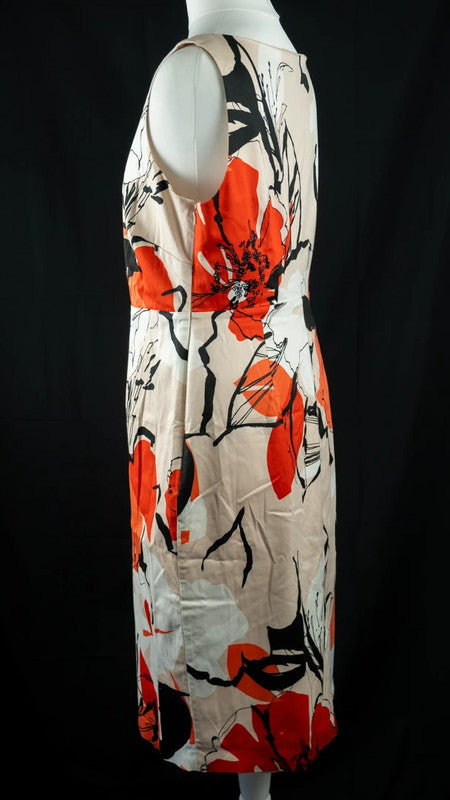 Coast Shift Dress White/Black/Red UK14 Pre-Owned