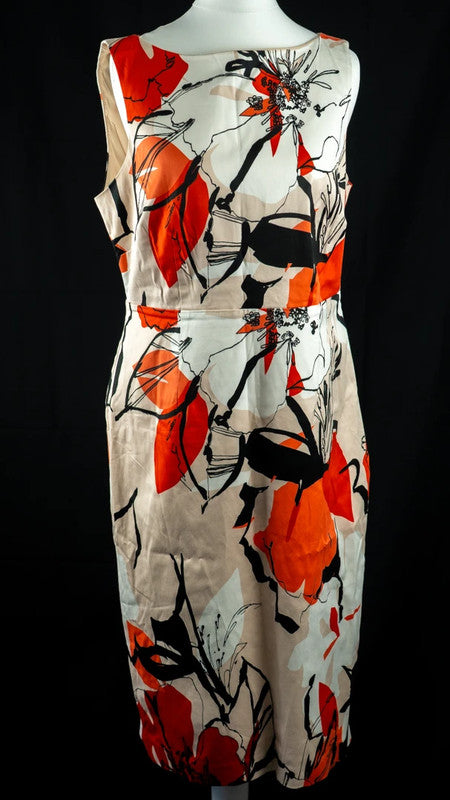 Coast Shift Dress White/Black/Red UK14 Pre-Owned