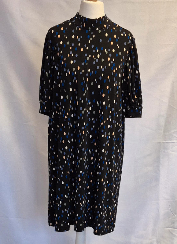 Mango Knee Length Dress Black/Multi Size Large/UK12 NWT