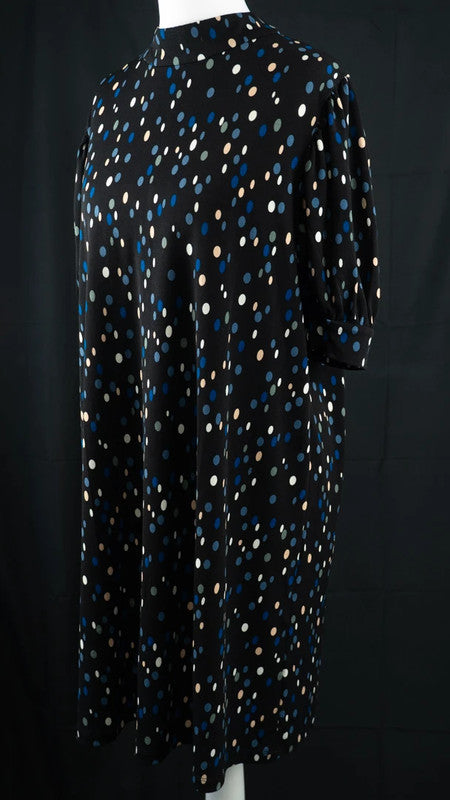 Mango Knee Length Dress Black/Multi Size Large/UK12 NWT