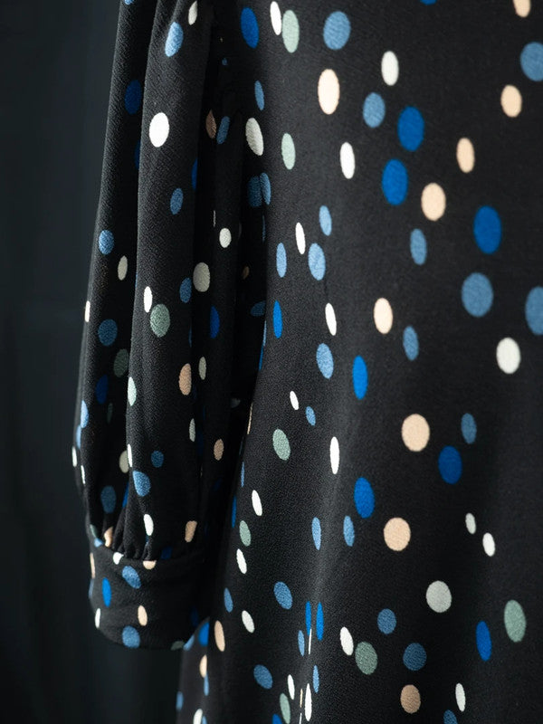 Mango Knee Length Dress Black/Multi Size Large/UK12 NWT