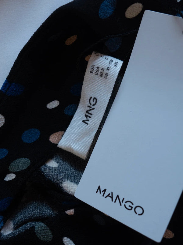 Mango Knee Length Dress Black/Multi Size Large/UK12 NWT