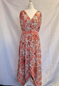 Peacocks Midi Dress White/Coral UK 8 Pr-Owned