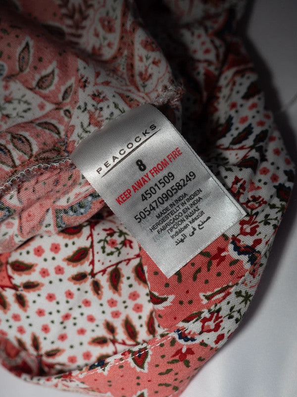 Peacocks Midi Dress White/Coral UK 8 Pr-Owned