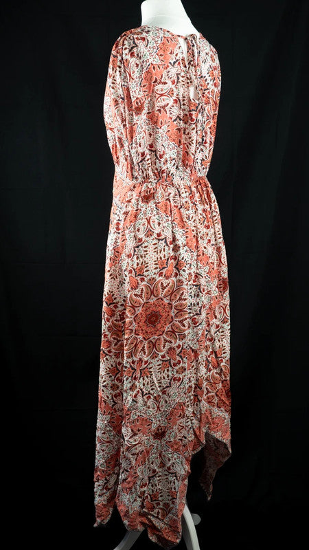 Peacocks Midi Dress White/Coral UK 8 Pr-Owned