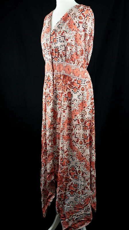 Peacocks Midi Dress White/Coral UK 8 Pr-Owned