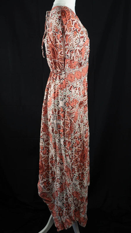Peacocks Midi Dress White/Coral UK 8 Pr-Owned