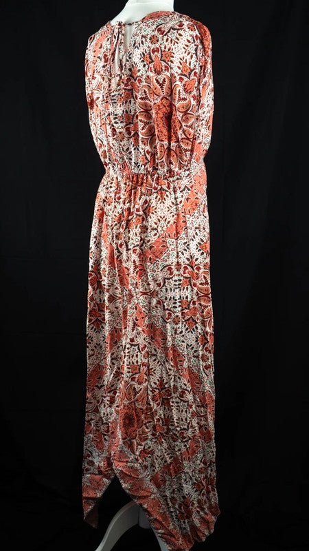 Peacocks Midi Dress White/Coral UK 8 Pr-Owned