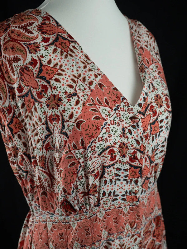 Peacocks Midi Dress White/Coral UK 8 Pr-Owned