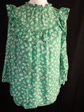 New Look Blouse Green Floral UK12 Pre-Owned