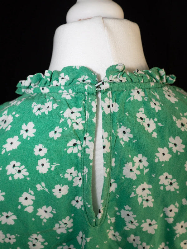 New Look Blouse Green Floral UK12 Pre-Owned