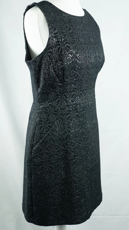 New Look Shift Dress UK12 Black/Silver Pre-Owned