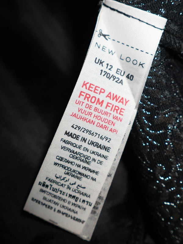 New Look Shift Dress UK12 Black/Silver Pre-Owned