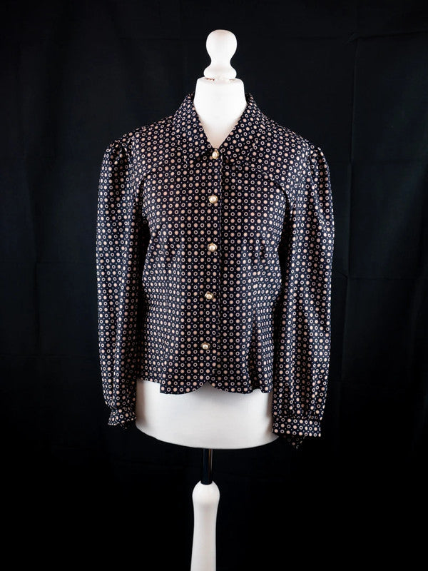 Debenhams Classics Blouse Black/Brown UK12 Pre-Owned