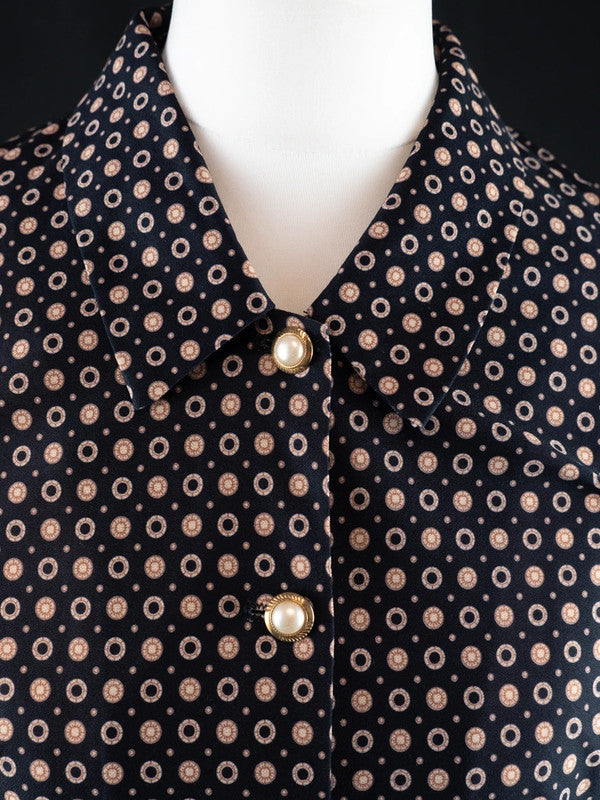 Debenhams Classics Blouse Black/Brown UK12 Pre-Owned