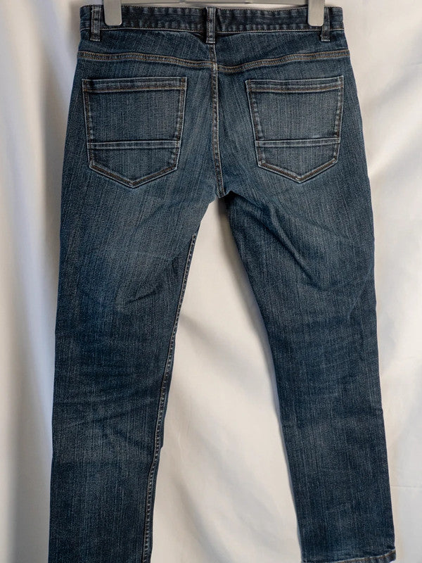 Next Men's Slim Fit Jeans Stone Wash Blue 34R Pre-Owned