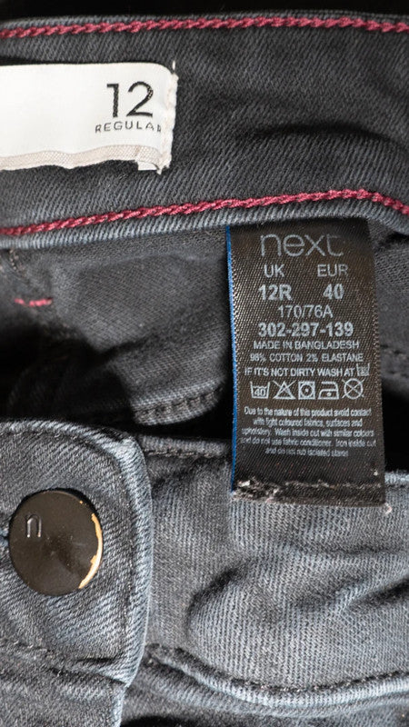 Next Women's Skinny Jeans Black UK12 Pre-Owned