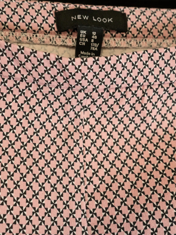 New Look Capri Trousers Pink/Black UK12 Pre-Owned