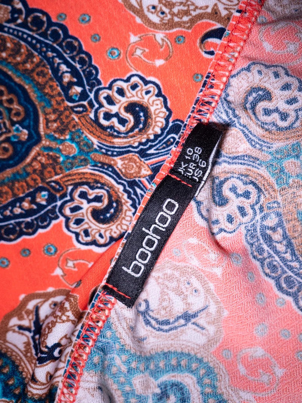 Boohoo Womens Summer Top Red/Multi UK10 Pre-Owned