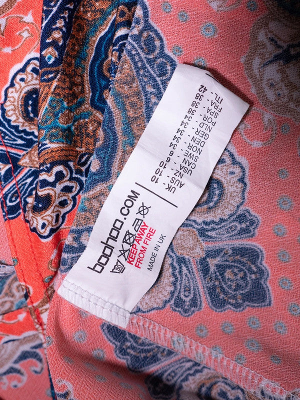 Boohoo Womens Summer Top Red/Multi UK10 Pre-Owned